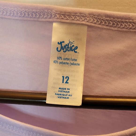 Justice lavender purple girls top long sleeve shirt 12 - Picture 5 of 5